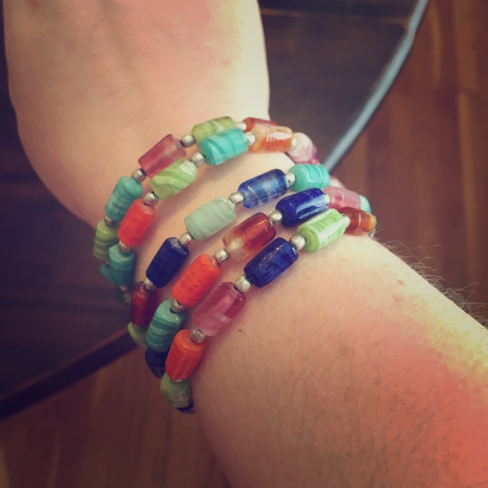 Multicolored Faux Stone Spiral Bracelet GUC